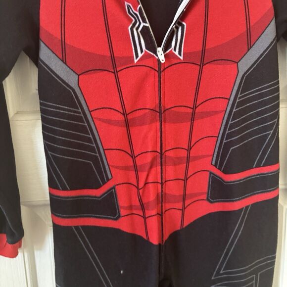 Spiderman Boys Jumpsuit Pajama Costume Size 8 Fleece Hooded Halloween Superhero - Picture 7 of 11